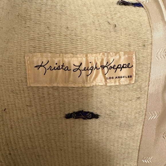 OOK Vintage Designer Wool Beaded Duster in Cream & Black - Picture 2 of 12